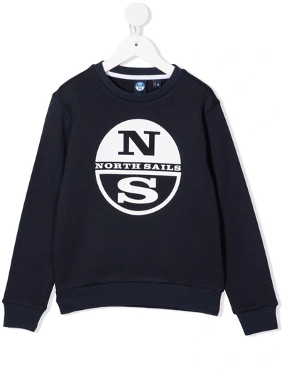 North Sails Kids' Logo-print Crew Neck Sweatshirt In Blue