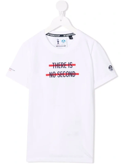 North Sails X Prada Kids' Slogan-print Short-sleeved T-shirt In White
