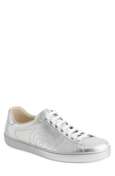 Gucci Ace Metallic Low-top Sneakers In Silver