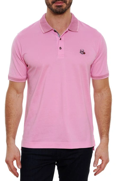 Robert Graham Men's Archie Polo Shirt W/ Contrast Detail In Light Pink