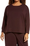 Eileen Fisher Organic Cotton High/low Long Sleeve Top In Casis