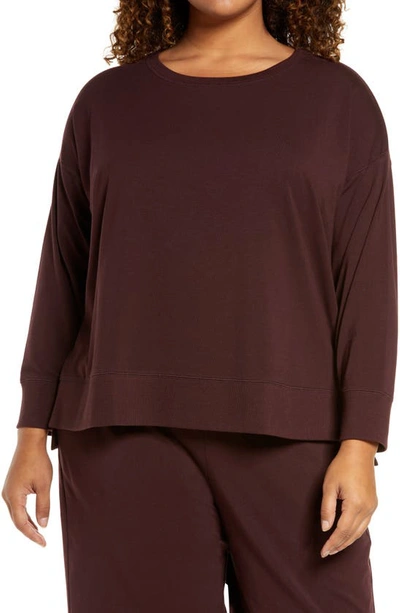 Eileen Fisher Organic Cotton High/low Long Sleeve Top In Casis