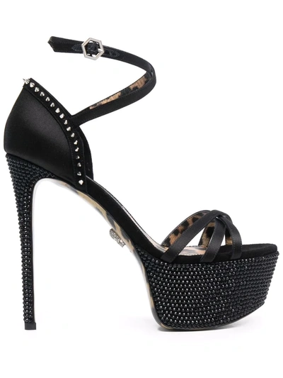Philipp Plein Crystal-embellished Platform Sandals In Black
