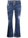 DSQUARED2 DISTRESSED-EFFECT CROPPED FLARED TROUSERS