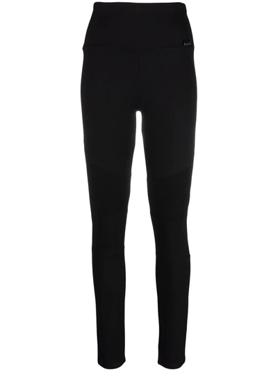 Philipp Plein Ribbed-panel Biker Leggings In Black