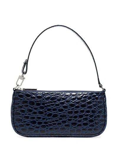 By Far Blue Rachel Mock Croc Leather Shoulder Bag