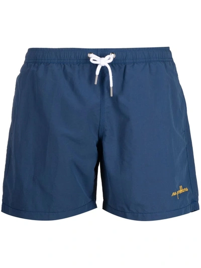 Maison Labiche Embroidered Swimming Trunks In Blue