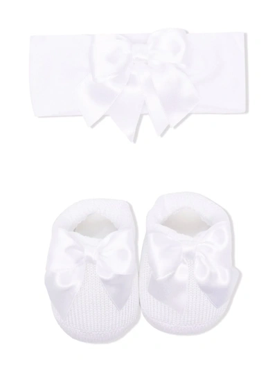 La Perla Baby Slipper Set In White
