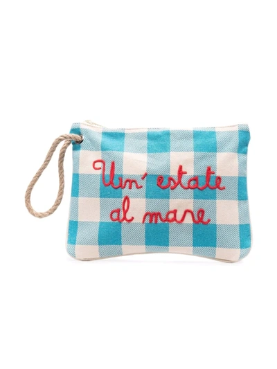 Mc2 Saint Barth Kids' Parisienne Gingham Clutch Bag In White