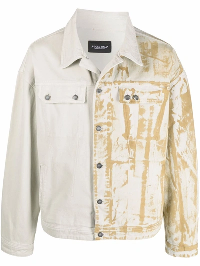 A-cold-wall* Pigment Irregular-pattern Denim Jacket In Neutrals