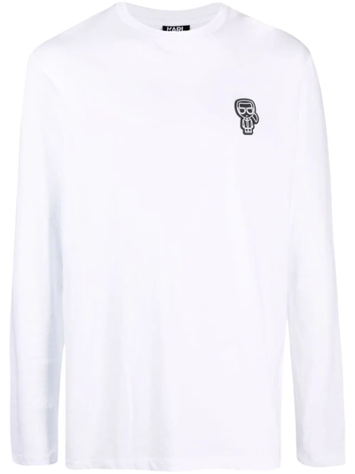 Karl Lagerfeld Appliqué Cotton-jersey T-shirt In White