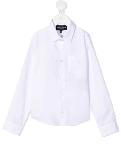 Emporio Armani Kids' Classic Button-up Shirt In White