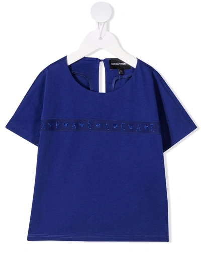 Emporio Armani Kids' Logo-print Short-sleeved T-shirt In Blue
