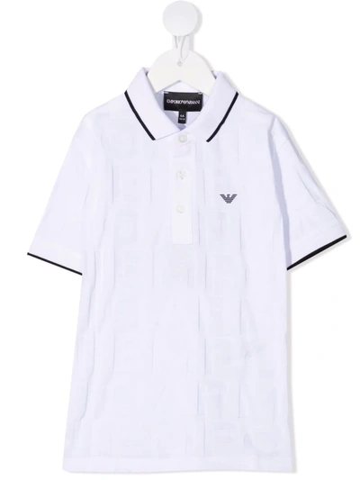 Emporio Armani Boys Bianco Ottico Kids Logo-print Stretch-cotton Polo Shirt 4-16 Years 6 Years