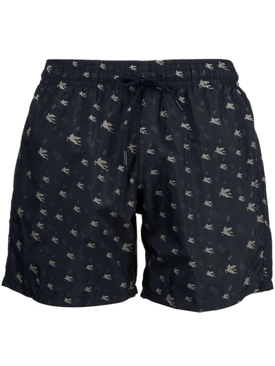 Etro Logo-print Swimming Trunks In Blue