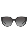 Dolce & Gabbana 54mm Mirrored Cat Eye Sunglasses In Black Gradient