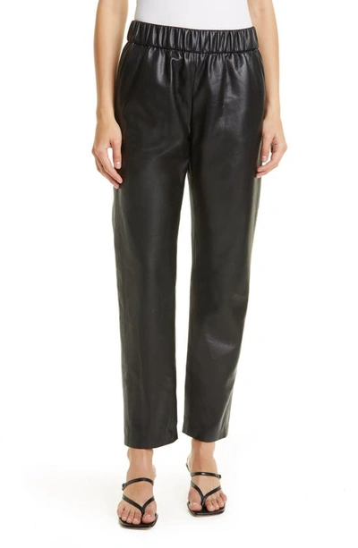 Anine Bing Leather-effect Elasticated Trousers In Black