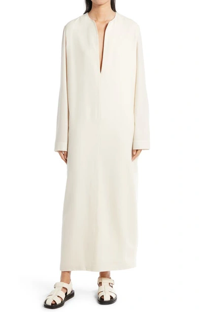 The Row Simona Long Sleeve Flared Wool Dress In Neutral