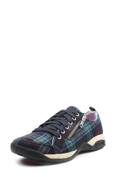 Therafit Sienna Sneaker In Navy Plaid Fabric