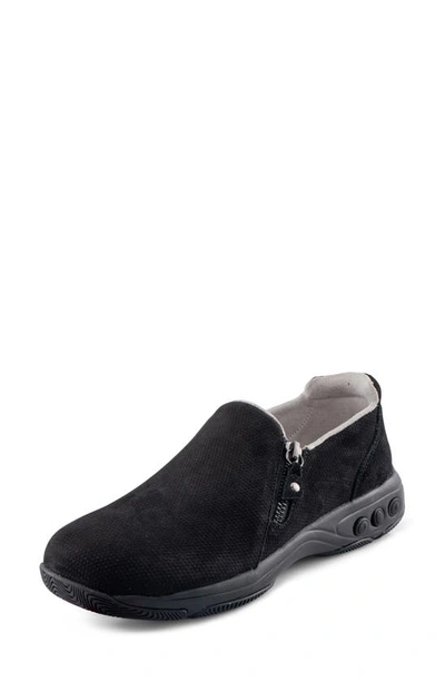 Therafit Margot Slip-on Sneaker In Black Nubuck Leather