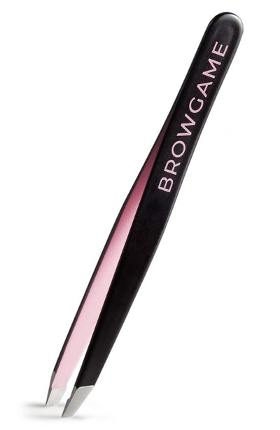 Browgame Cosmetics Pink & Black Signature Slanted Tweezer