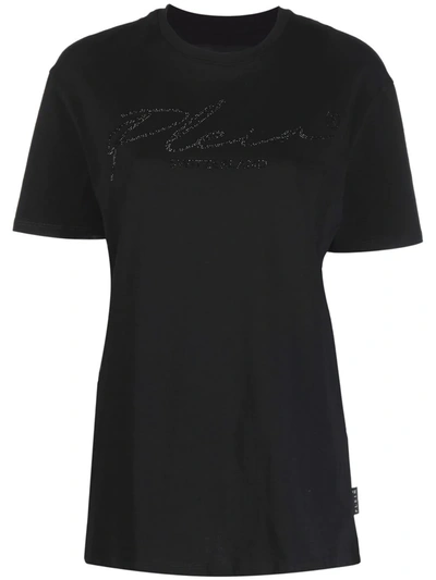 Philipp Plein Signature Crystal-embellished T-shirt In Schwarz