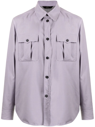 Brioni Pointed-collar Shirt In Violett