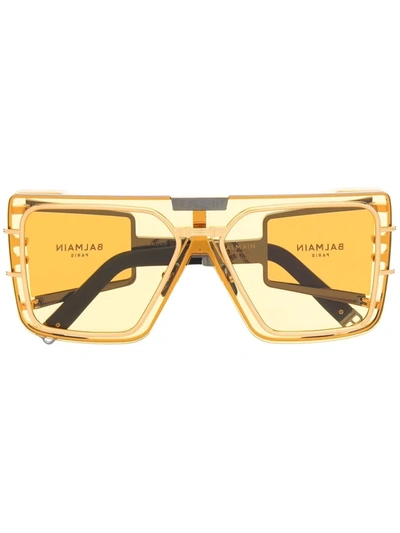 Balmain Eyewear Wonder Boy 超大款镜框太阳眼镜 In Gold