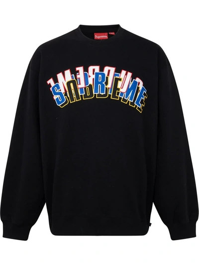 Supreme Stacked Logo Crewneck Sweatshirt In Black