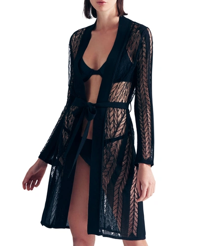 Moeva Chantel Knit Belted Coverup In Black
