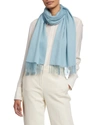 Loro Piana Cashmere Sciarpa Grande Fringe-trim Scarf In Light Blue