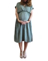 Emilia George Maternity Irene Short-sleeve Blouson Dress In Olive Green
