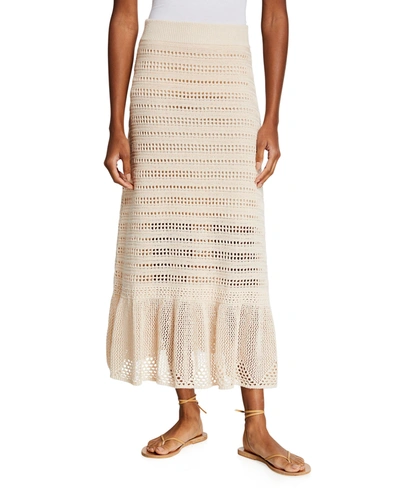 A.l.c Amaya Crochet Flounce Midi Skirt In Desert Rose