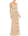 Mac Duggal Womens Embellished Formal Evening Dress In Nude