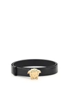 Versace Palazzo Dia Belt With Crystal-encrusted Medusa Buckle In Black,gold