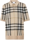 BURBERRY CHECK JACQUARD KNITTED POLO SHIRT