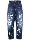 DSQUARED2 BLEACH-EFFECT CROPPED JEANS