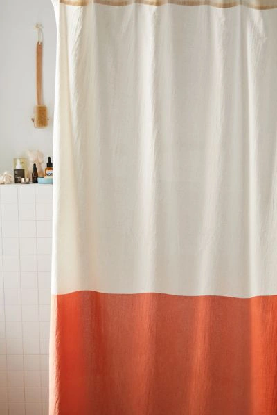 Urban Outfitters Colorblock Shower Curtain In Rust