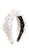 Lele Sadoughi Faux Pearl Beaded Velvet Knotted Headband In Ivory