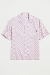 Urban Outfitters Uo Mini Checker Camp Shirt In Lavender