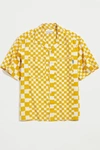 Urban Outfitters Uo Mini Checker Camp Shirt In Dark Yellow