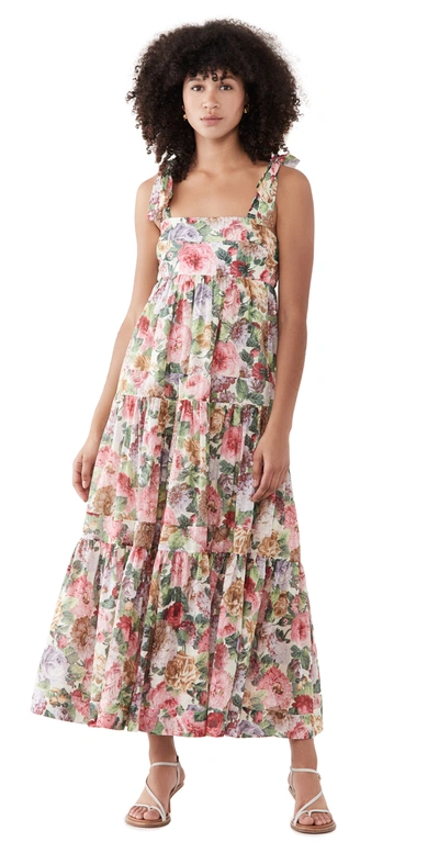 Zimmermann Mae Tie Shoulder Floral-print Maxi Dress In Multicolor