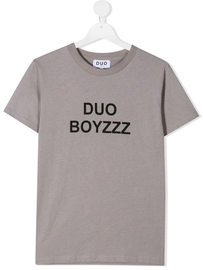 Natasha Zinko Kids' Duo Boyzzz T-shirt In Grey