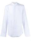 Dell'oglio Long-sleeve Collarless Shirt In Blue