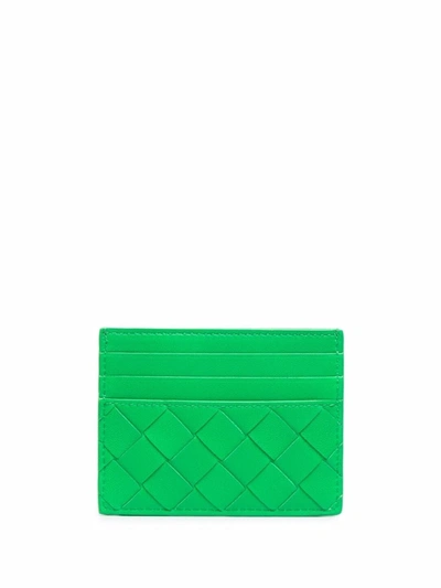 Bottega Veneta Intrecciato Leather Cardholder In Green