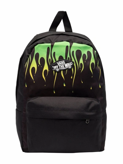 Vans Teen Flame-print Zipped Backpack In Black