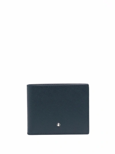 Montblanc Sartorial Grained-leather Wallet In Blue