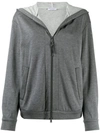 Brunello Cucinelli Brass Inserts Grey Cotton And Silk Hoodie In Grey