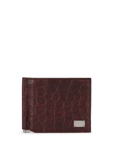 Dolce & Gabbana Bi-fold Leather Wallet In Red