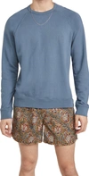 Vince Long Sleeve Garment Dye Crew Sweatshirt In Washed Malibu Water